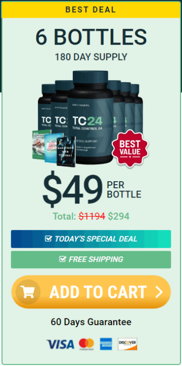 TC24 six bottle package best value with free shipping for prostate support