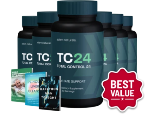 TC24 prostate support formula displayed on final section of sale page with call to action and trust badges for men over 40